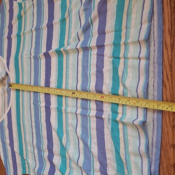 (XL) Talbots 100% Linen Lightweight Slightly Sheer Striped Pastel Vacation Beach - Picture 4 of 6